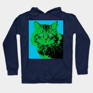 CAT POP ART BLUE GREEN Hoodie